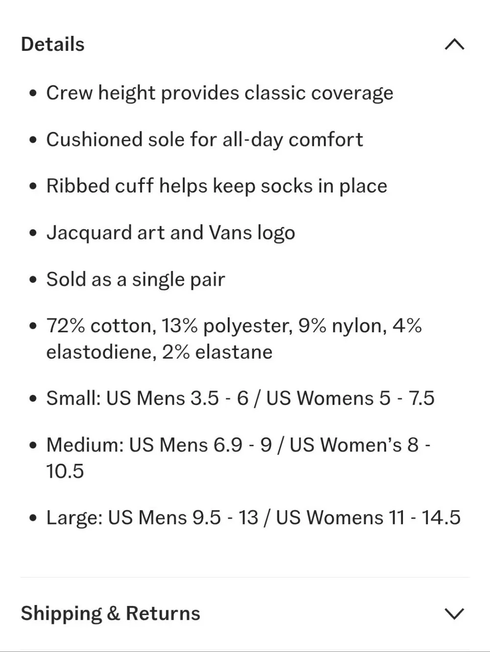 Vans Stowers Crew Socks